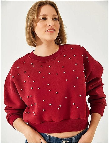 Crew neck sweatshirt met parelmoeren driedubbele garens en geborstelde afwerking lucci