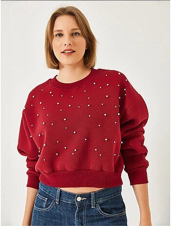 Crew neck sweatshirt met parelmoeren driedubbele garens en geborstelde afwerking lucci