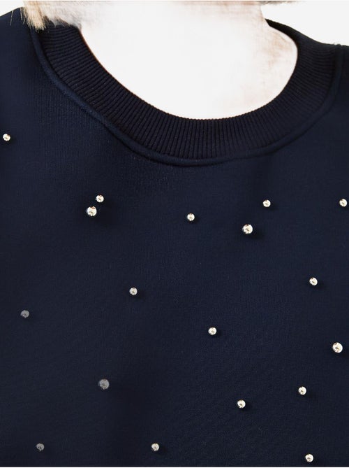 Crew neck sweatshirt met parelmoeren driedubbele garens en geborstelde afwerking lucci - Kiabi