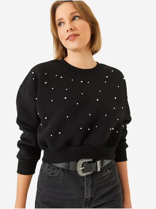 Crew neck sweatshirt met parelmoeren driedubbele garens en geborstelde afwerking lucci - Kiabi