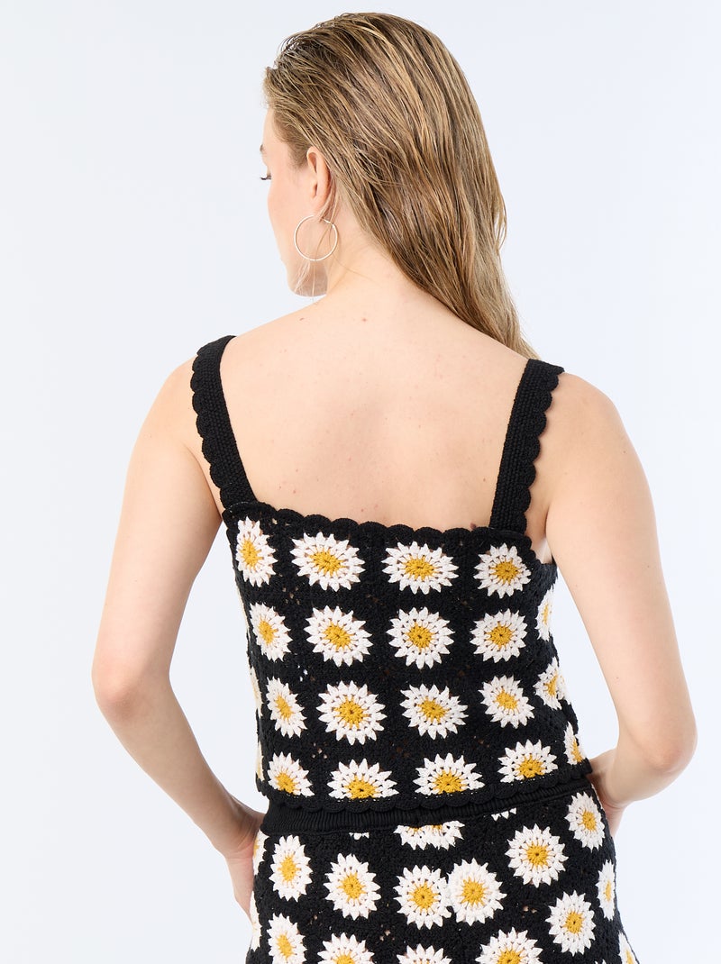Crochettop met motief Zwart - Kiabi