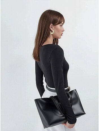 Crop blouse à coupe ajustée avec col carré busem