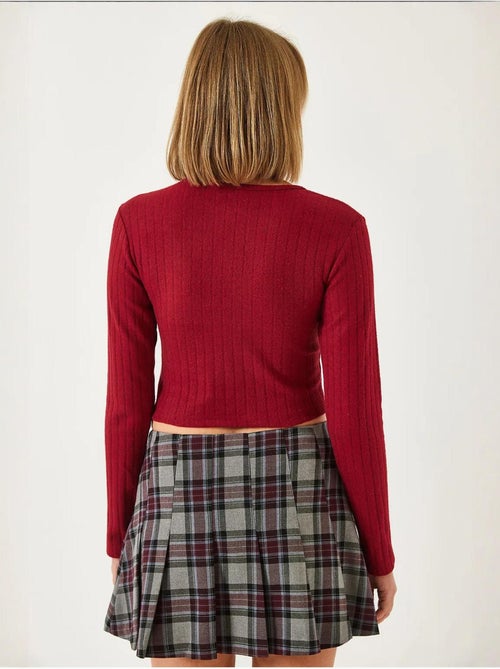 Crop blouse met piping aan de voorkant lucci - Kiabi Crop blouse met piping aan de voorkant lucci - Kiabi
