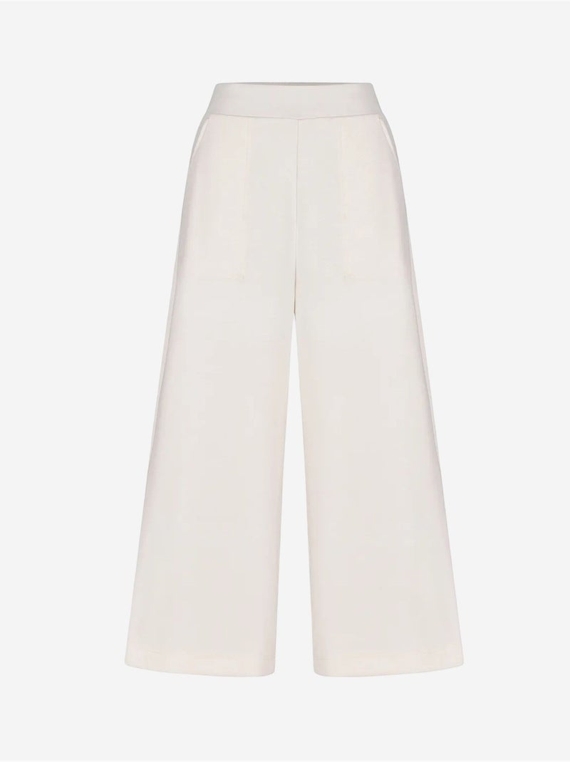 Crop broek van modal met hoge taille penti Gebroken wit - Kiabi