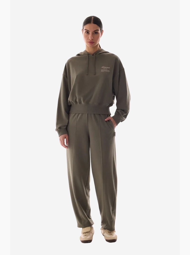 Crop hoodie met lange mouwen en capuchon penti Kaki - Kiabi