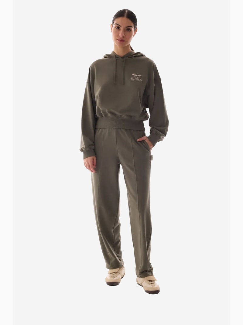 Crop hoodie met lange mouwen en capuchon penti Kaki - Kiabi