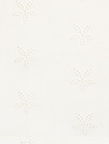Cropped T-shirt met broderie anglaise