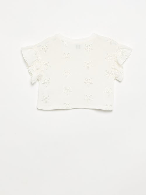 Crop T-shirt met broderie anglaise - Kiabi