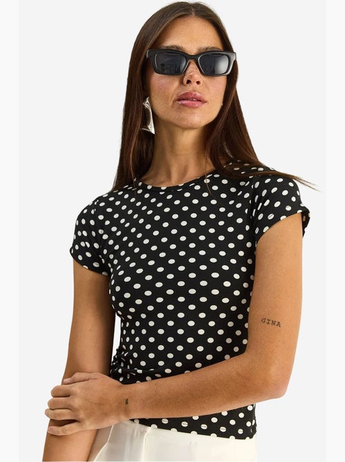 Crop-t-shirt met polkadots en ronde hals lucci - Kiabi Crop-t-shirt met polkadots en ronde hals lucci - Kiabi