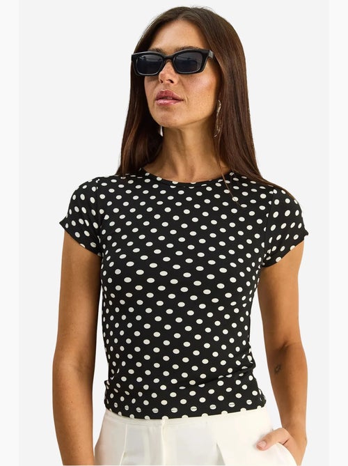 Crop-t-shirt met polkadots en ronde hals lucci - Kiabi Crop-t-shirt met polkadots en ronde hals lucci - Kiabi