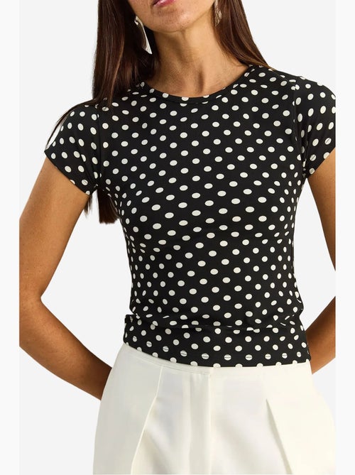 Crop-t-shirt met polkadots en ronde hals lucci - Kiabi Crop-t-shirt met polkadots en ronde hals lucci - Kiabi