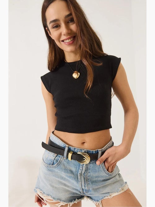 Crop t-shirt met ronde hals lucci - Kiabi