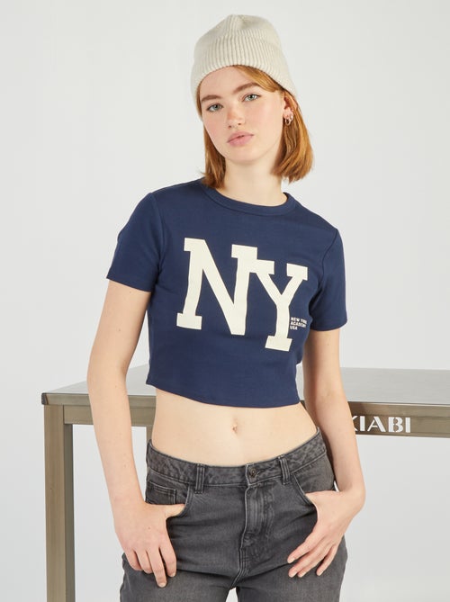 Crop top en jersey stretch 'NYC' - Kiabi