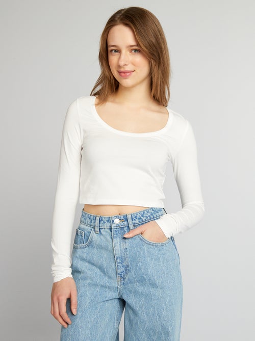 Crop-top manches longues - Kiabi