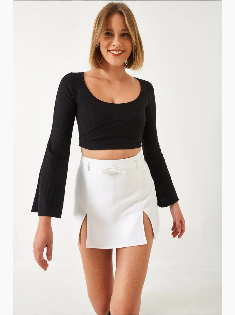 Crop top met stikseldetails lucci Zwart - Kiabi