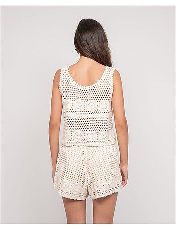 Crop top sans manches crochet FOLDA