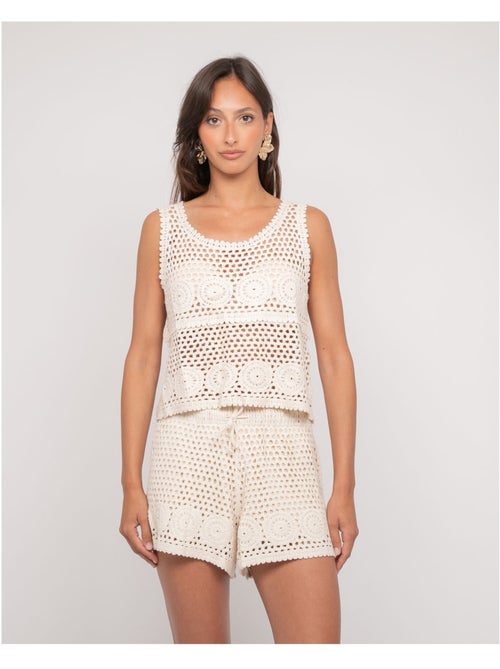 Crop top sans manches crochet FOLDA - Kiabi
