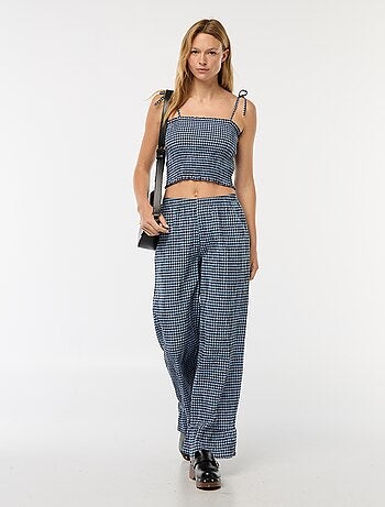 Crop top smocké carreaux vichy