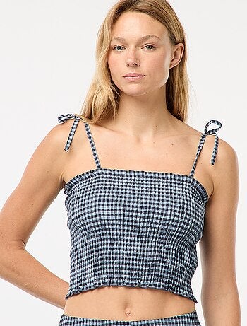 Crop top smocké carreaux vichy