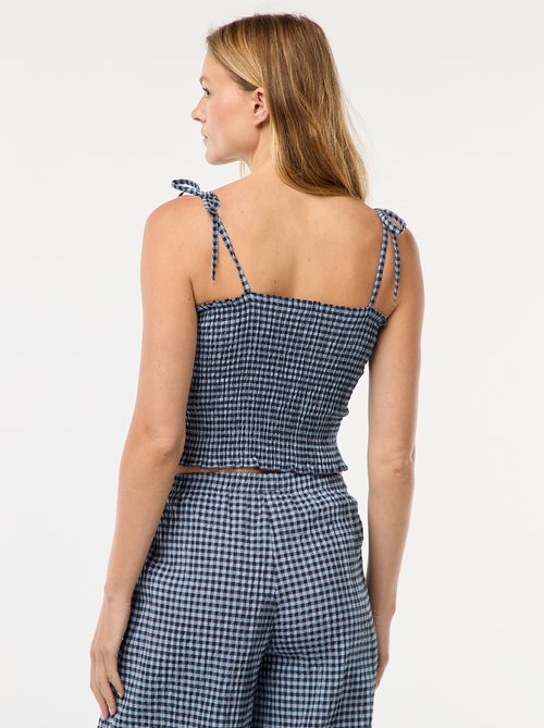 Crop top smocké carreaux vichy - Kiabi