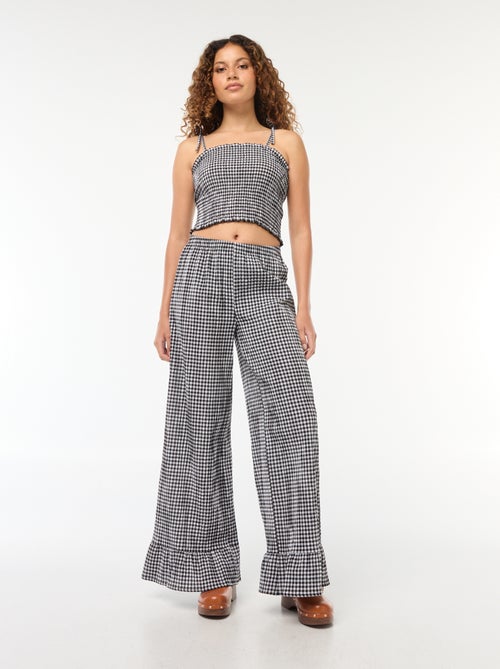 Crop top smocké carreaux vichy - Kiabi