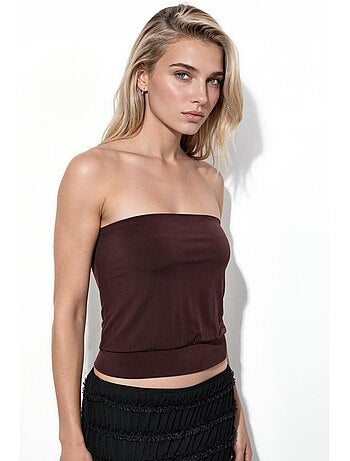 Crop top tricoté sans bretelles busem