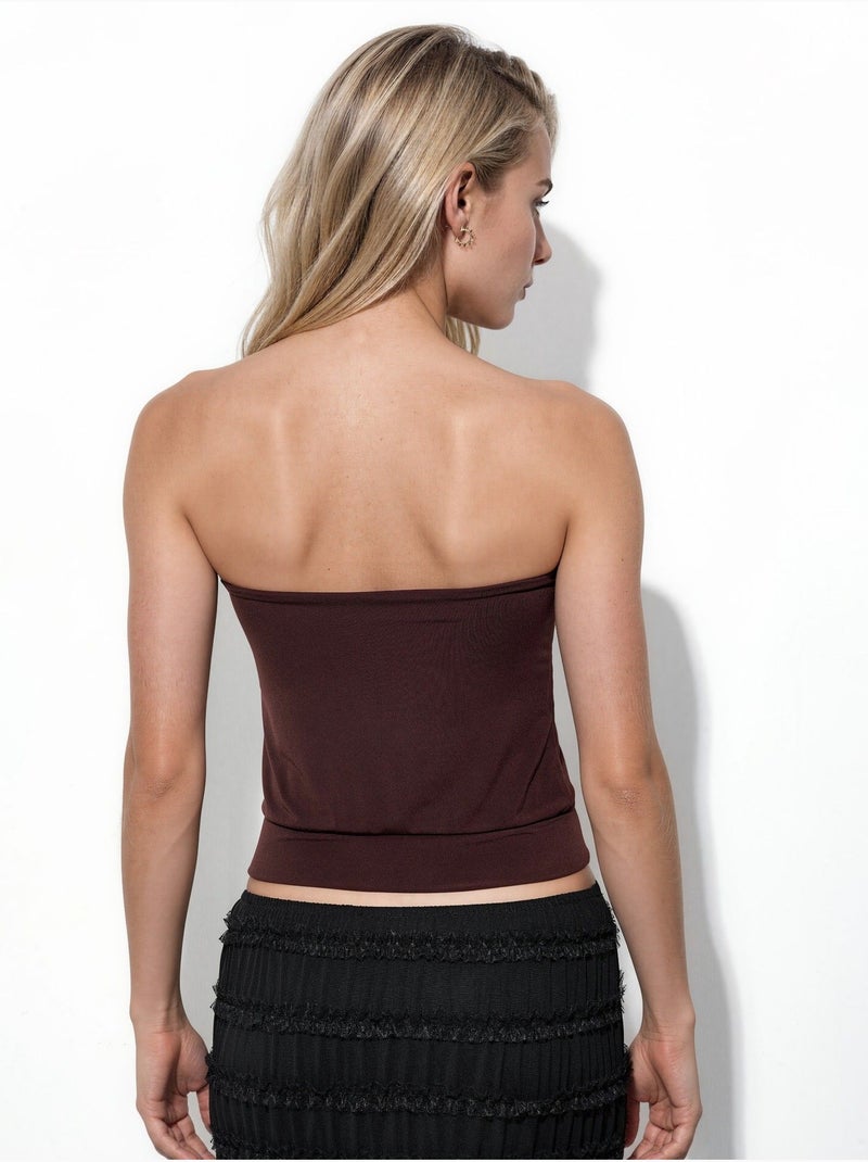 Crop top tricoté sans bretelles busem Rouge bordeaux - Kiabi