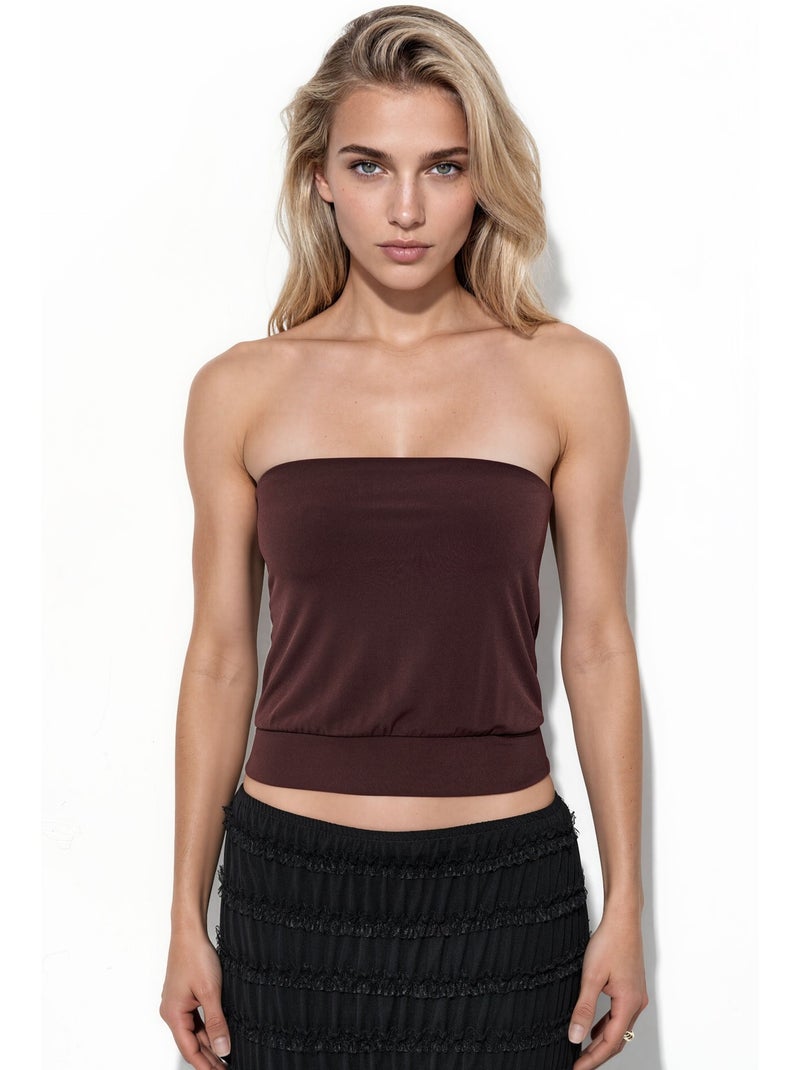 Crop top tricoté sans bretelles busem Rouge bordeaux - Kiabi