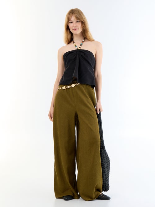 Crop top van linnenmix met parels - Kiabi