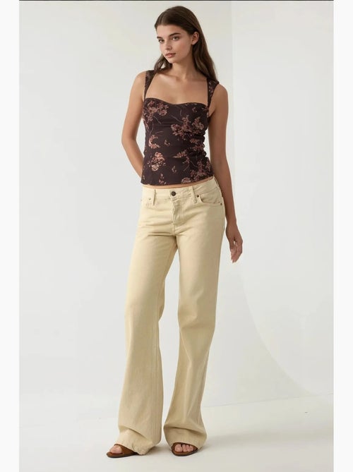 Crop top van tule met print en hartkraag hiccup - Kiabi