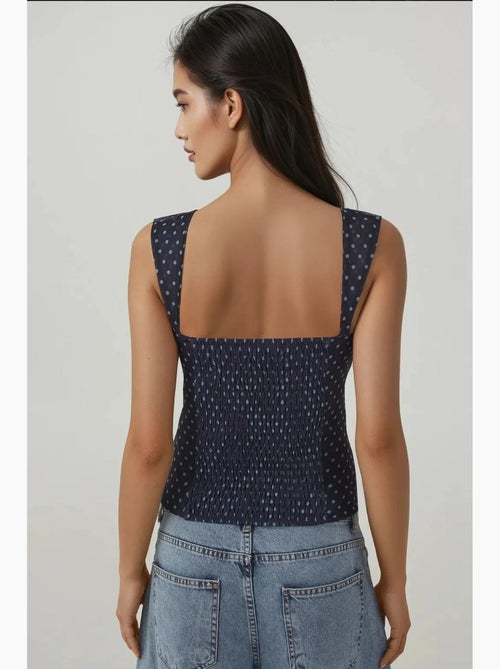 Crop top van tule met print en hartkraag hiccup - Kiabi