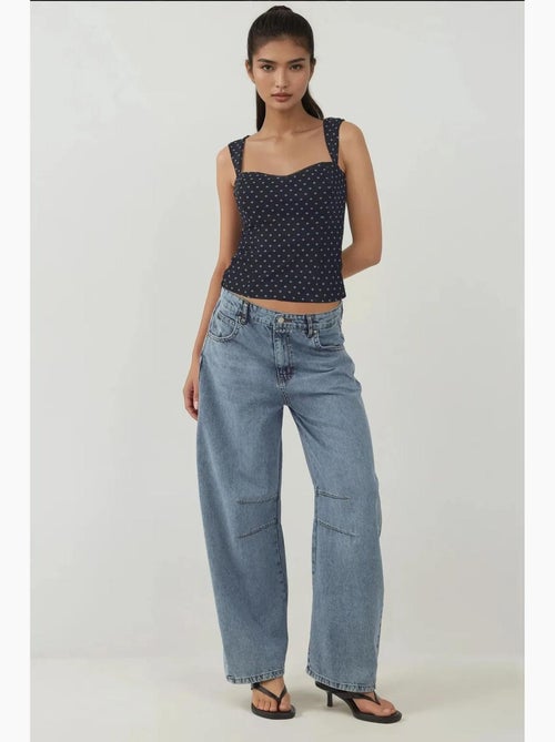 Crop top van tule met print en hartkraag hiccup - Kiabi