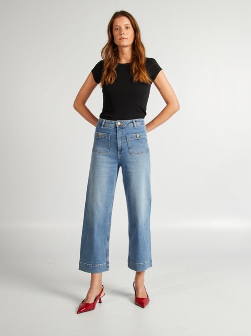 Cropped broek met wijde pijpen - Kiabi