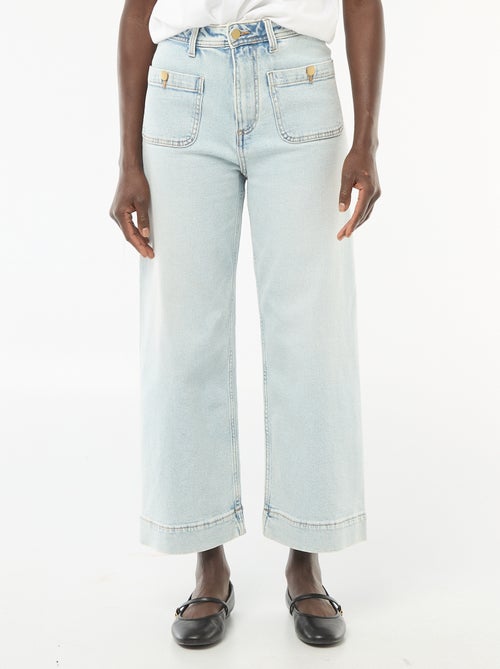 Cropped denim broek met knopen - Kiabi