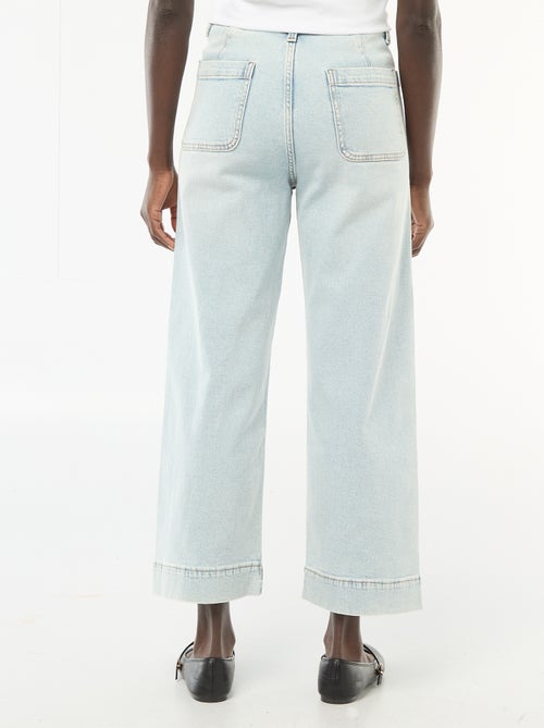 Cropped denim broek met knopen - Kiabi