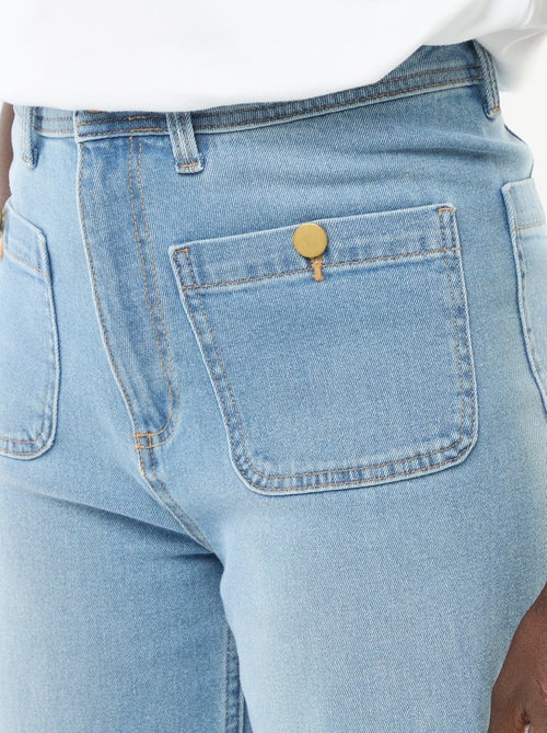 Cropped denim broek met knopen - Kiabi
