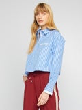 Cropped overhemd met strepen BLAUW - Kiabi