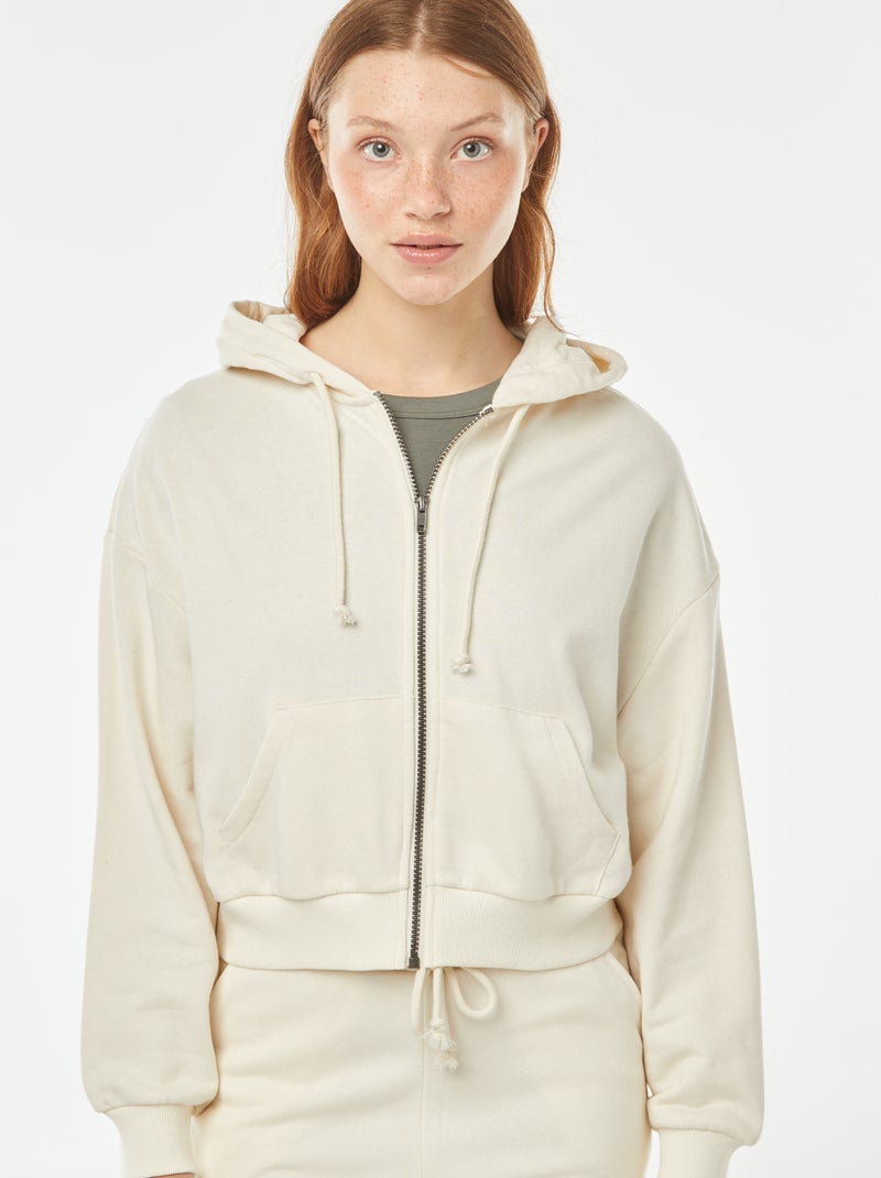 Cropped sweater met capuchon Biege - Kiabi