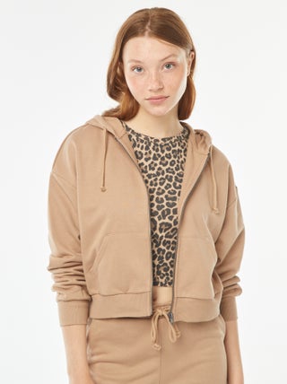 Cropped sweater met capuchon