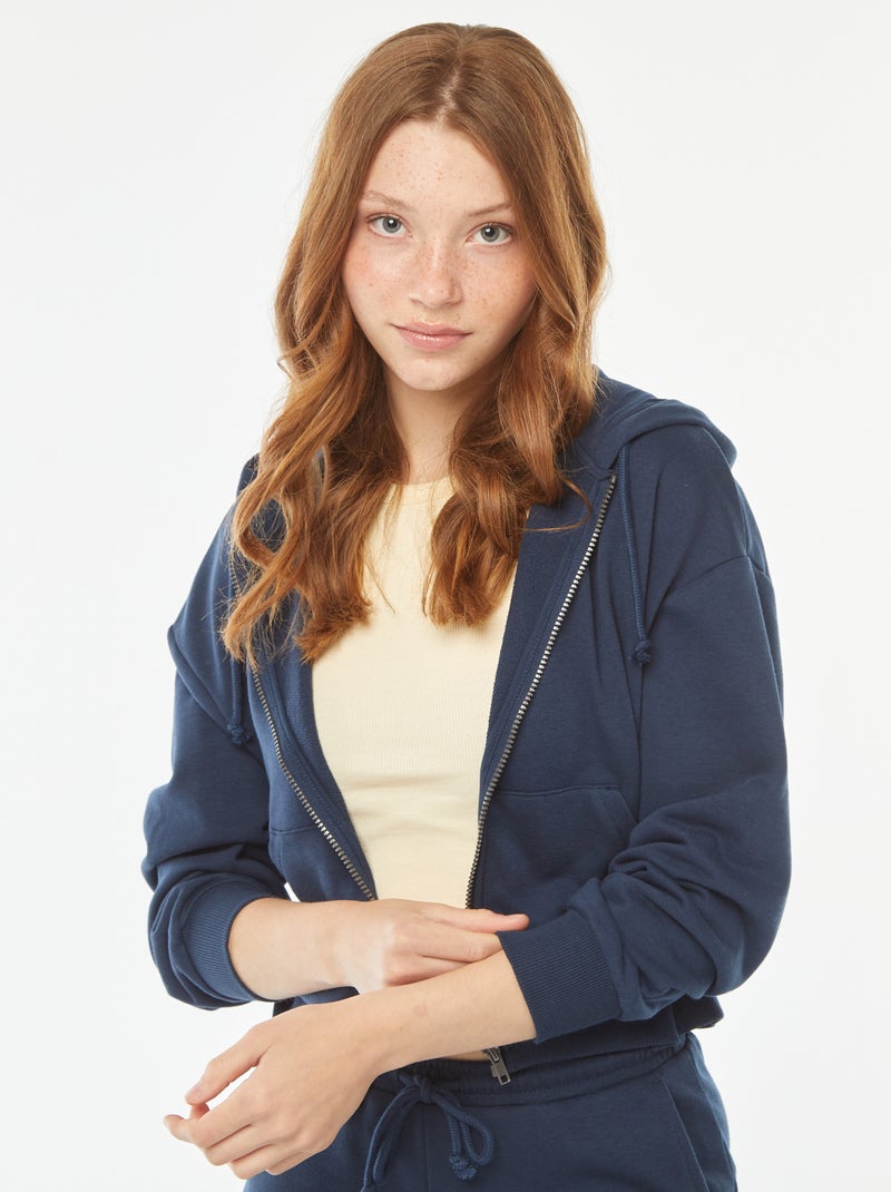 Cropped sweater met capuchon Blauw - Kiabi