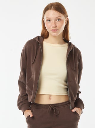 Cropped sweater met capuchon