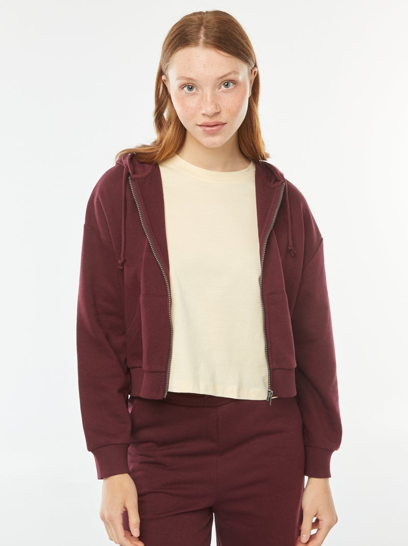Cropped sweater met capuchon Rood - Kiabi