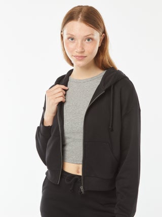 Cropped sweater met capuchon
