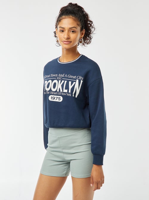 Cropped sweater met opschrift in Amerikaanse stijl - Kiabi