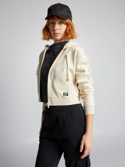 Cropped sweater met rits en capuchon - Kiabi