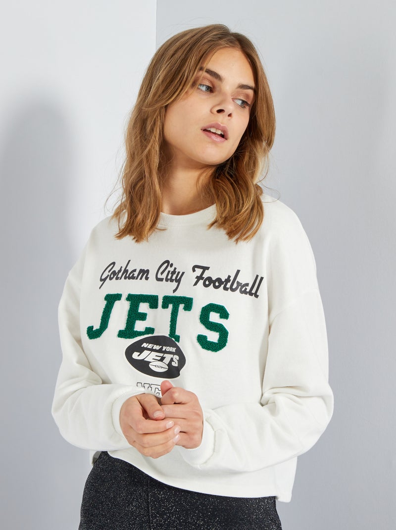 Cropped sweater van joggingstof BIEGE - Kiabi