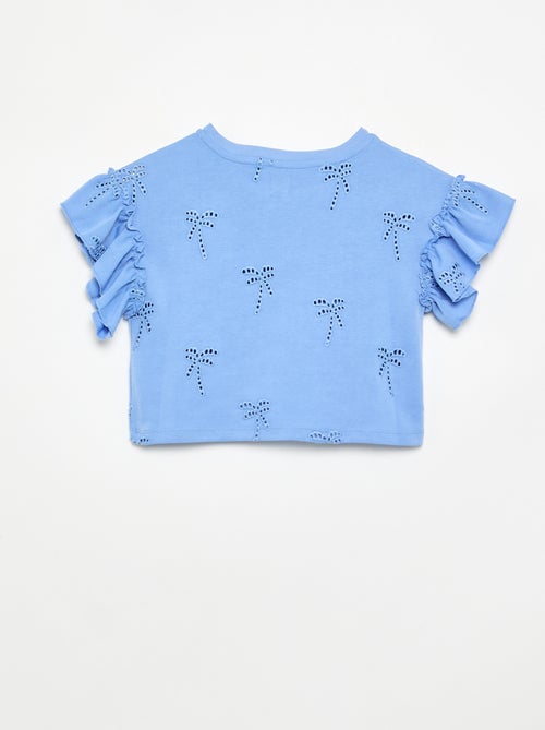 Cropped T-shirt met broderie anglaise - Kiabi
