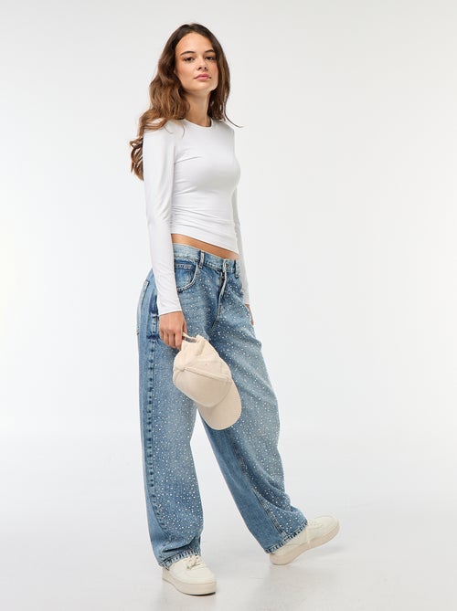 Cropped T-shirt met gekreukt effect - Kiabi