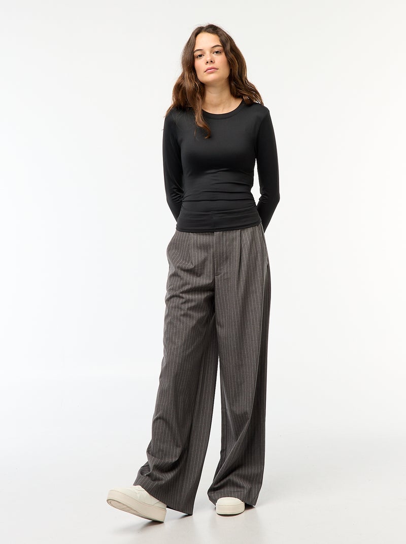 Cropped T-shirt met gekreukt effect zwart - Kiabi