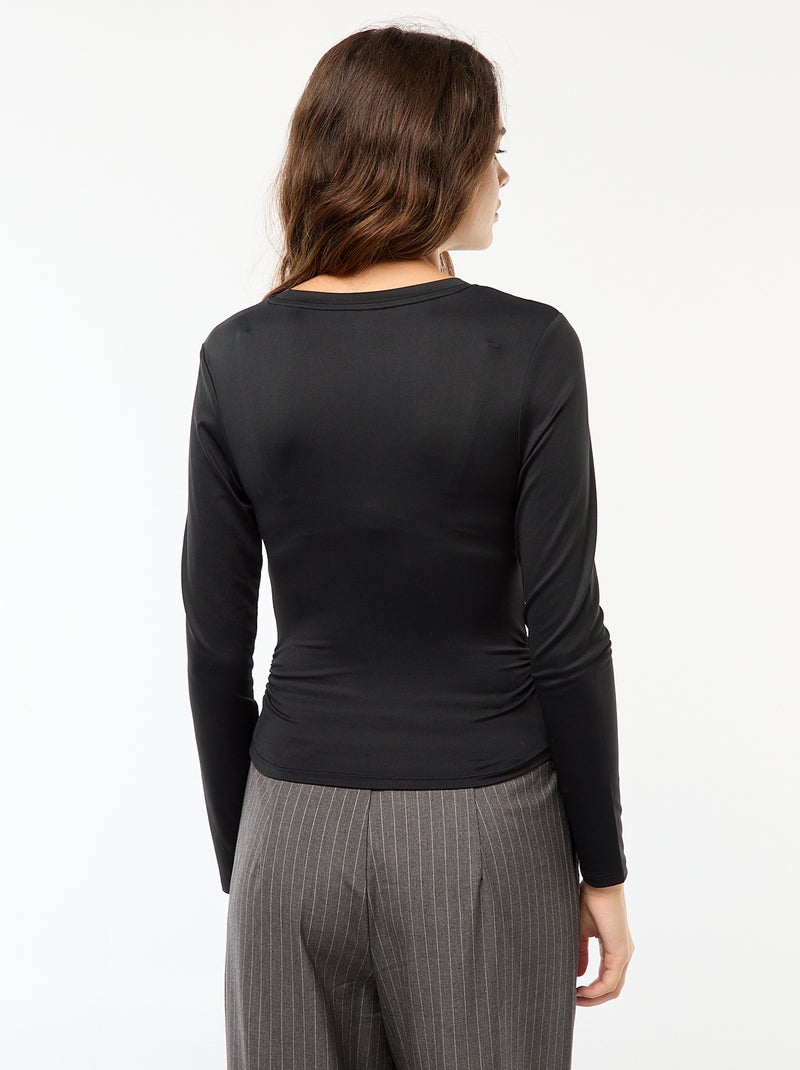 Cropped T-shirt met gekreukt effect zwart - Kiabi